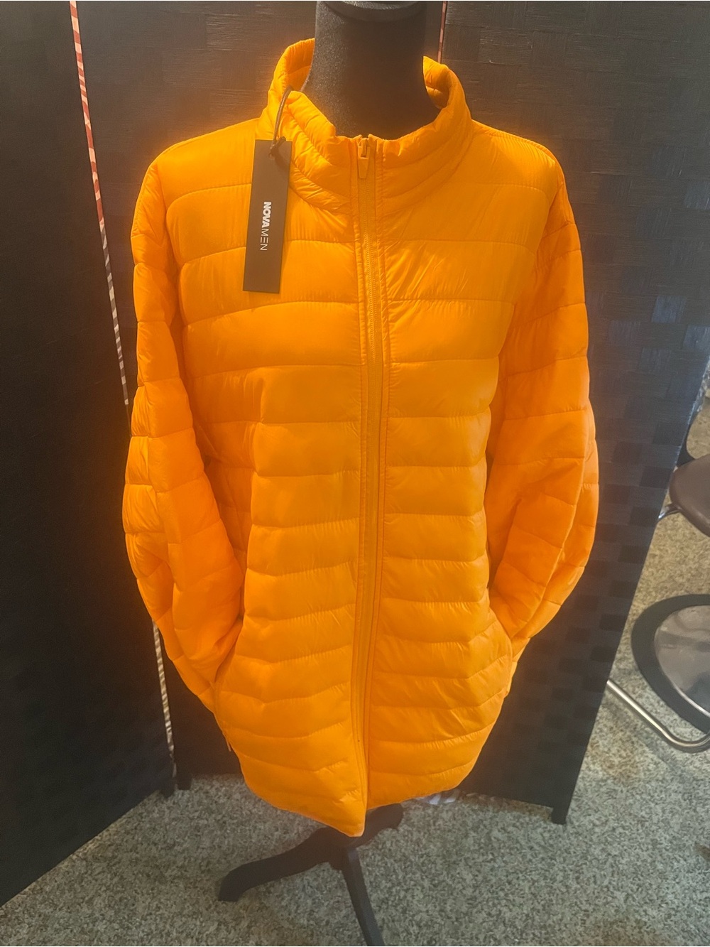 Men Orange Packable Quilted Jacket